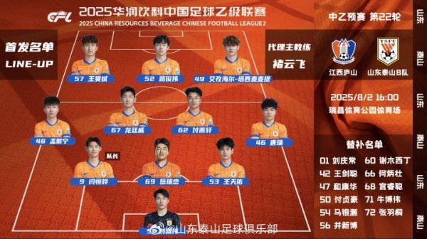 中乙预赛第22轮山东泰山B队客场应战    与江西庐山队杆位阵形    ，助威  💪
