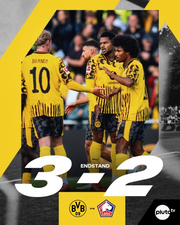 3比2击败里尔！多特社媒祝贺：第二场赛前热身  赛，第二场获胜  👏